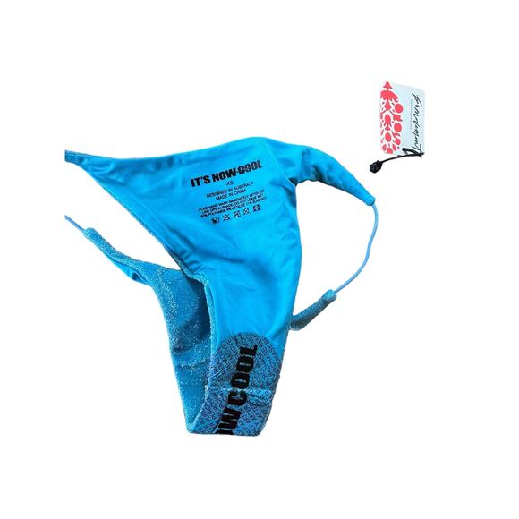 Its Now Cool String Bikini Bottoms in Turquoise Lurex Blue Shimmery Size XS - Picture 7 of 10